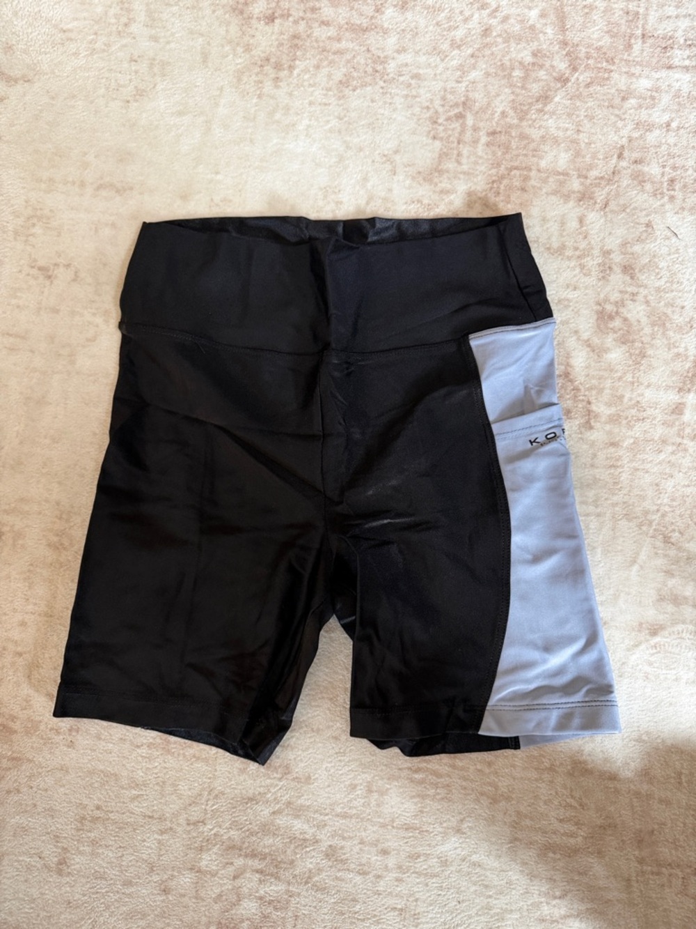 Koral Women's Black Athletic Shorts with Light Gray Side Panel